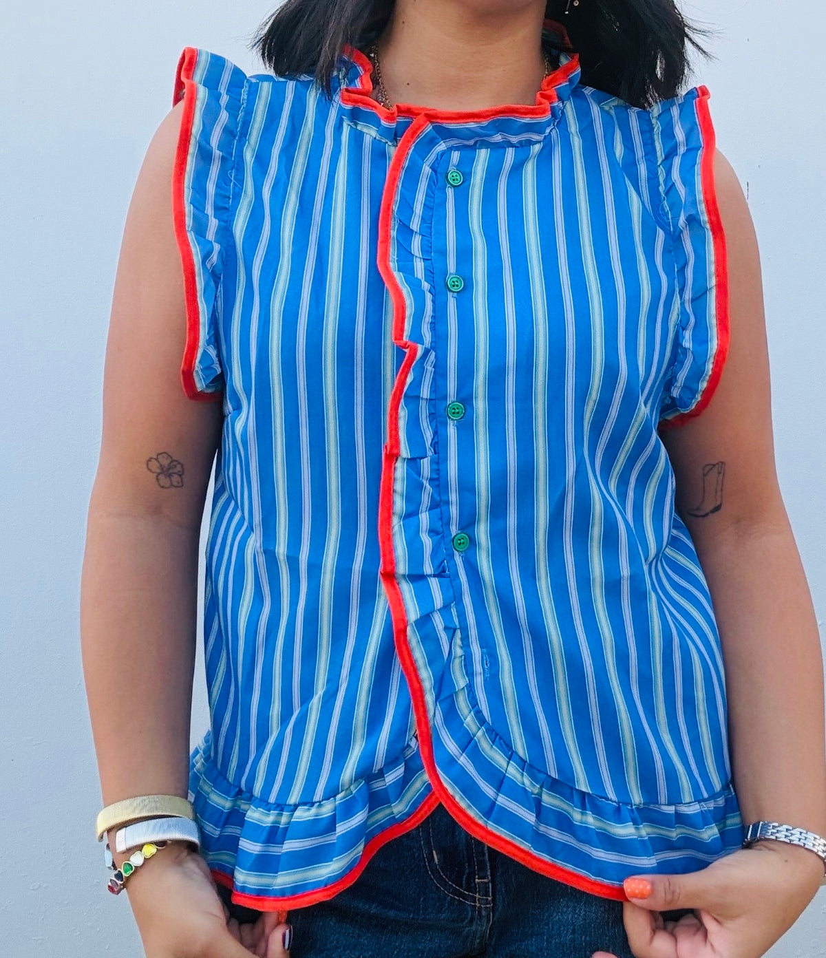 Striped Ruffle Tank