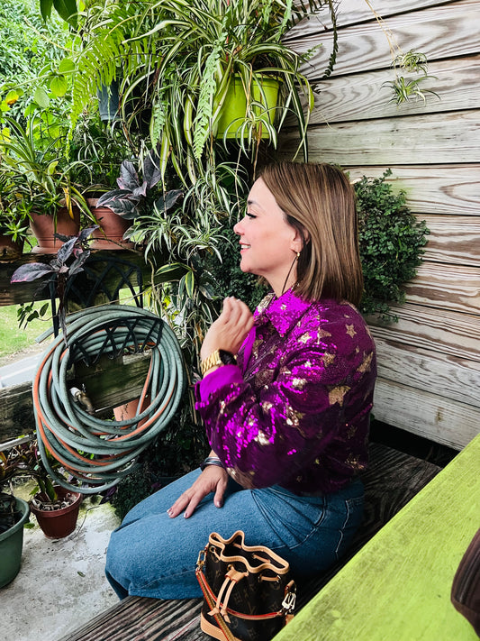 Magenta Star Sequin Blouse