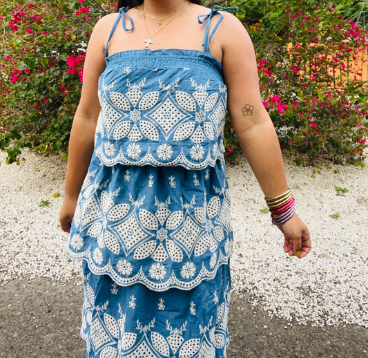 Embroidery Top & Maxi Skirt