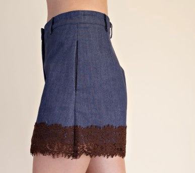 Lace Denim Skort
