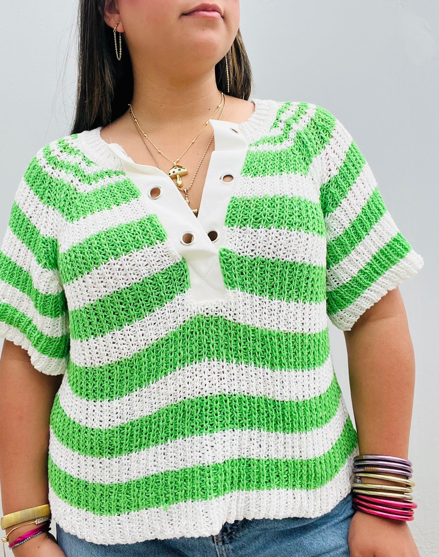 Jade Stripe Top