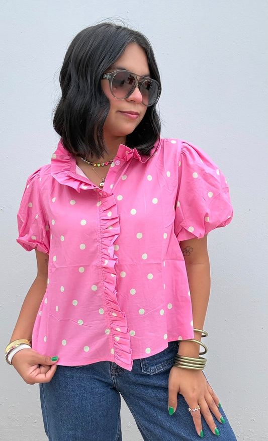 Pink Polka Dot Top
