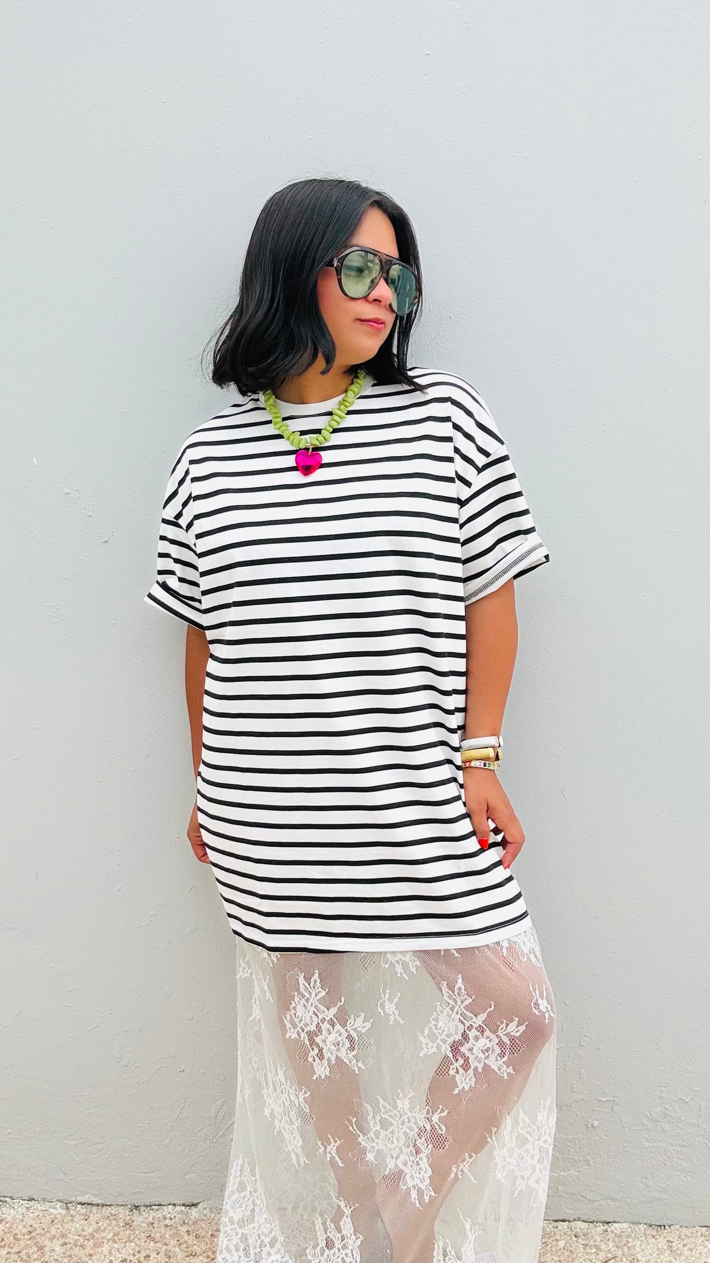 Runway Lace Tee Maxi Dress
