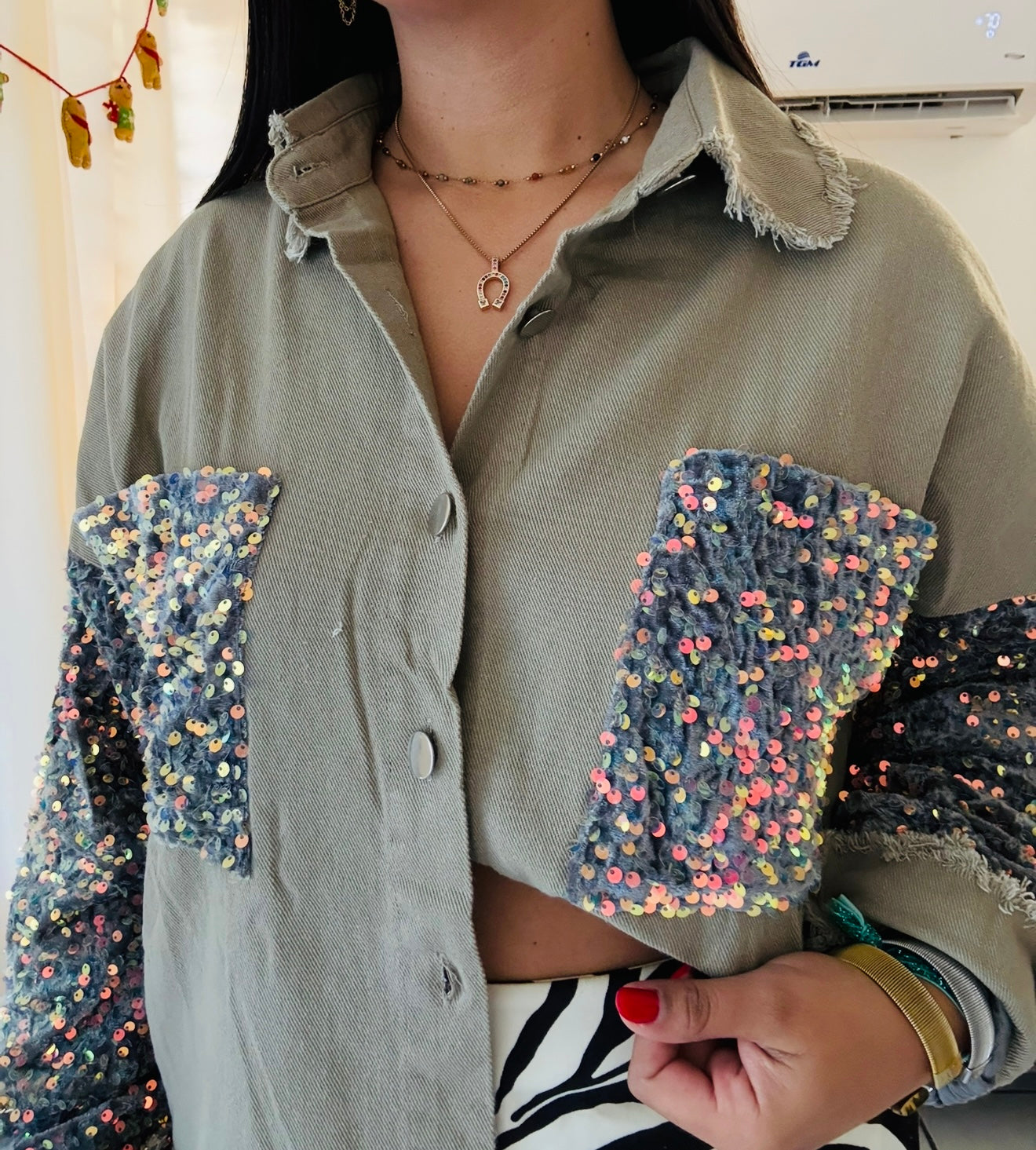 Sequin Sleeves Top