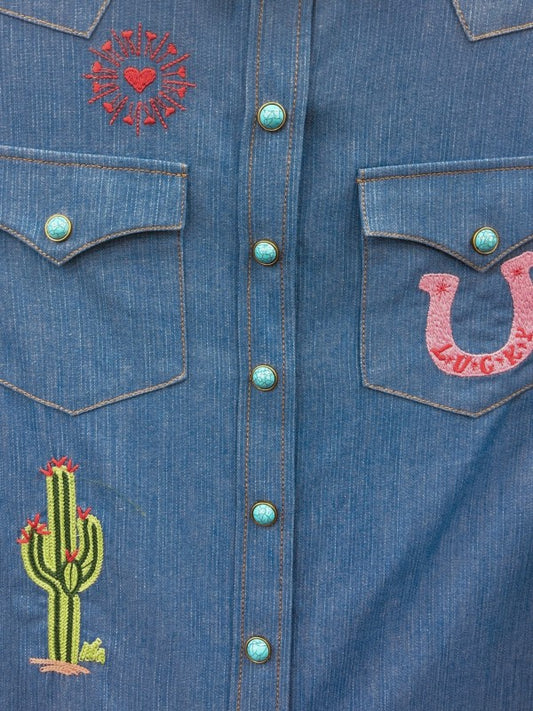 Embroidered Denim Top