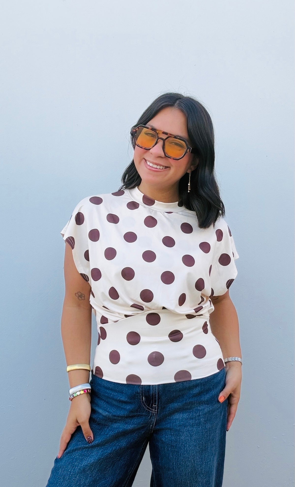 Polka Dot Neck Top