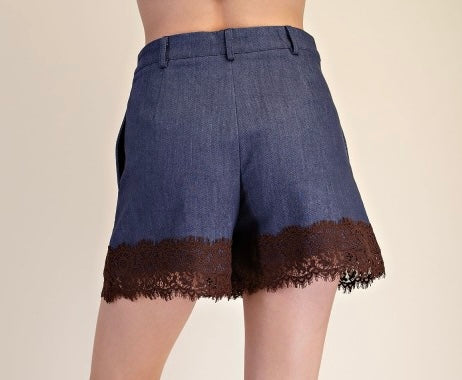 Lace Denim Skort