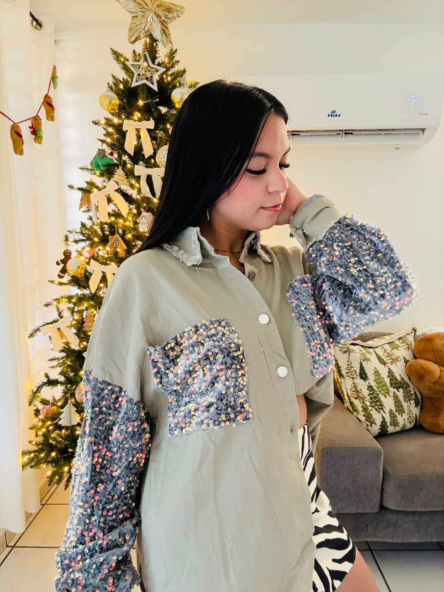 Sequin Sleeves Top